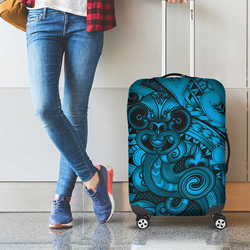 Aotearoa Maori Hei Tiki Luggage Cover Kikorangi Kowhaiwhai Puhoro Motif
