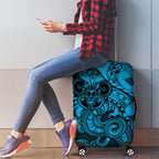 Aotearoa Maori Hei Tiki Luggage Cover Kikorangi Kowhaiwhai Puhoro Motif