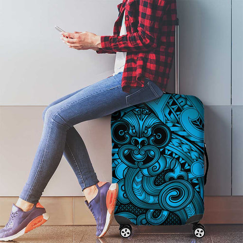 Aotearoa Maori Hei Tiki Luggage Cover Kikorangi Kowhaiwhai Puhoro Motif