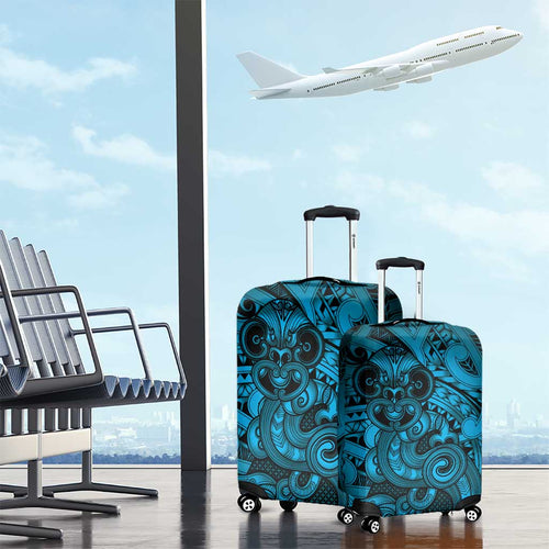 Aotearoa Maori Hei Tiki Luggage Cover Kikorangi Kowhaiwhai Puhoro Motif