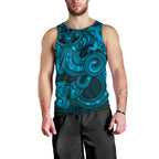 Aotearoa Maori Hei Tiki Men Tank Top Kikorangi Kowhaiwhai Puhoro Motif