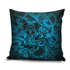 Aotearoa Maori Hei Tiki Pillow Cover Kikorangi Kowhaiwhai Puhoro Motif