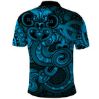 Aotearoa Maori Hei Tiki Polo Shirt Kikorangi Kowhaiwhai Puhoro Motif