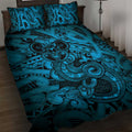Aotearoa Maori Hei Tiki Quilt Bed Set Kikorangi Kowhaiwhai Puhoro Motif