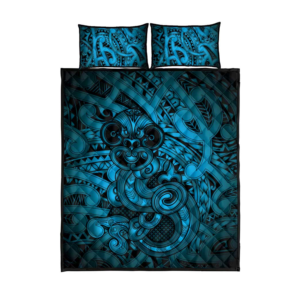 Aotearoa Maori Hei Tiki Quilt Bed Set Kikorangi Kowhaiwhai Puhoro Motif