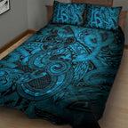 Aotearoa Maori Hei Tiki Quilt Bed Set Kikorangi Kowhaiwhai Puhoro Motif