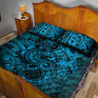 Aotearoa Maori Hei Tiki Quilt Bed Set Kikorangi Kowhaiwhai Puhoro Motif