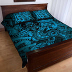 Aotearoa Maori Hei Tiki Quilt Bed Set Kikorangi Kowhaiwhai Puhoro Motif