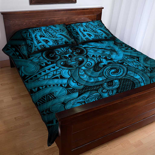 Aotearoa Maori Hei Tiki Quilt Bed Set Kikorangi Kowhaiwhai Puhoro Motif