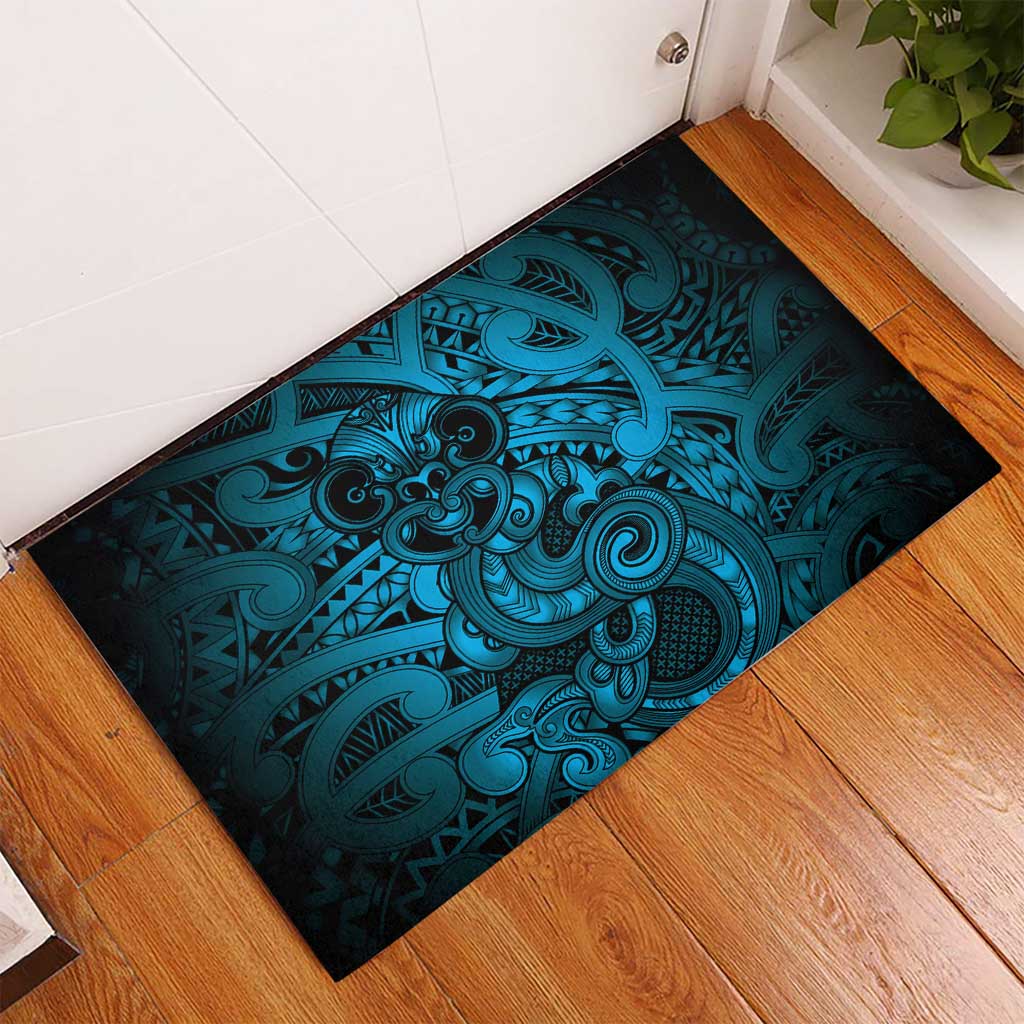 Aotearoa Maori Hei Tiki Rubber Doormat Kikorangi Kowhaiwhai Puhoro Motif