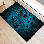 Aotearoa Maori Hei Tiki Rubber Doormat Kikorangi Kowhaiwhai Puhoro Motif