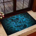 Aotearoa Maori Hei Tiki Rubber Doormat Kikorangi Kowhaiwhai Puhoro Motif