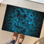 Aotearoa Maori Hei Tiki Rubber Doormat Kikorangi Kowhaiwhai Puhoro Motif