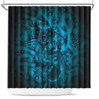 Aotearoa Maori Hei Tiki Shower Curtain Kikorangi Kowhaiwhai Puhoro Motif