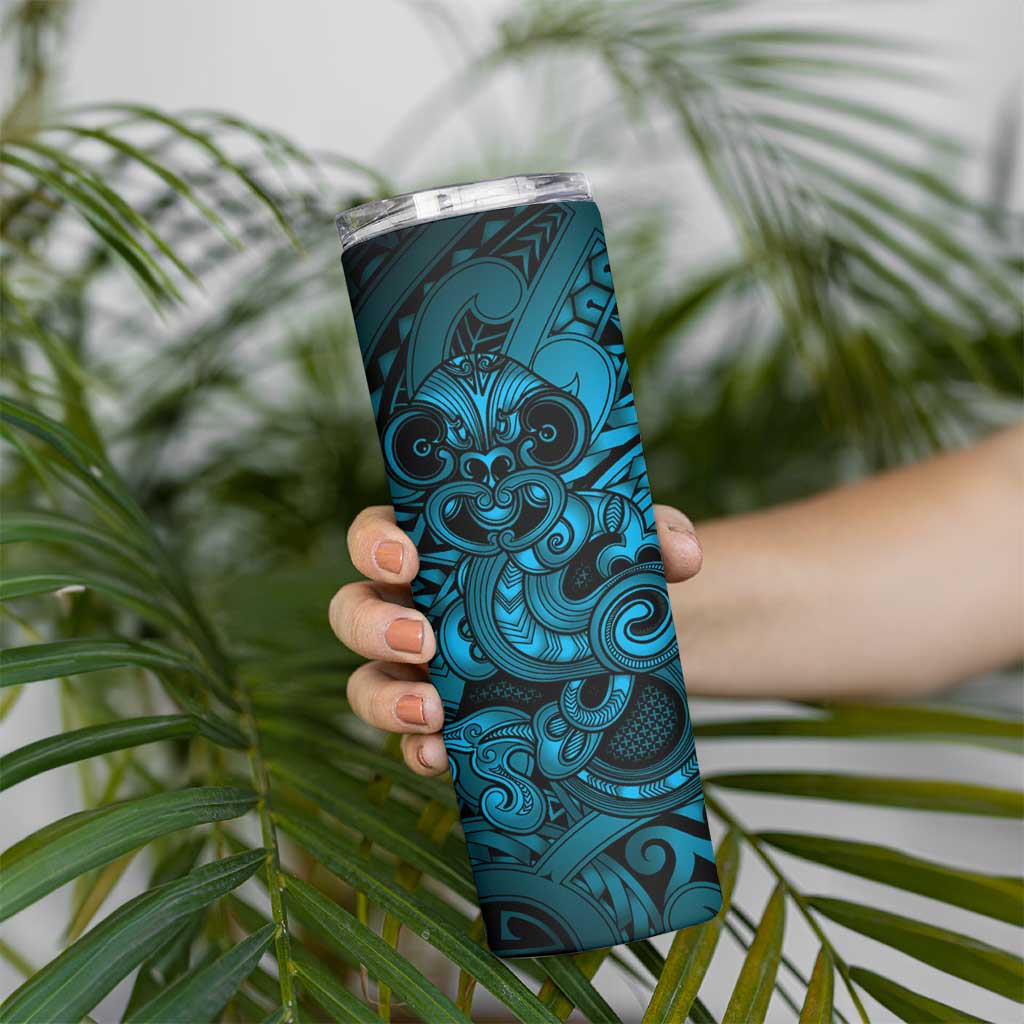 Aotearoa Maori Hei Tiki Skinny Tumbler Kikorangi Kowhaiwhai Puhoro Motif