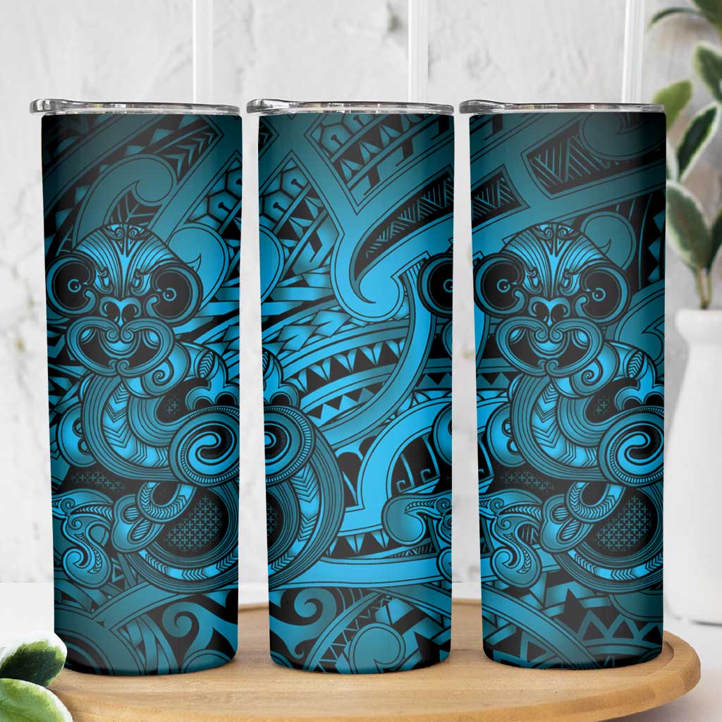 Aotearoa Maori Hei Tiki Skinny Tumbler Kikorangi Kowhaiwhai Puhoro Motif