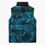 Aotearoa Maori Hei Tiki Sleeveless Puffer Jacket Kikorangi Kowhaiwhai Puhoro Motif