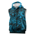 Aotearoa Maori Hei Tiki Sleeveless Zip Hoodie Kikorangi Kowhaiwhai Puhoro Motif