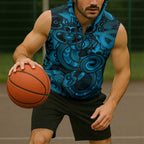 Aotearoa Maori Hei Tiki Sleeveless Zip Hoodie Kikorangi Kowhaiwhai Puhoro Motif