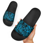 Aotearoa Maori Hei Tiki Slide Sandals Kikorangi Kowhaiwhai Puhoro Motif