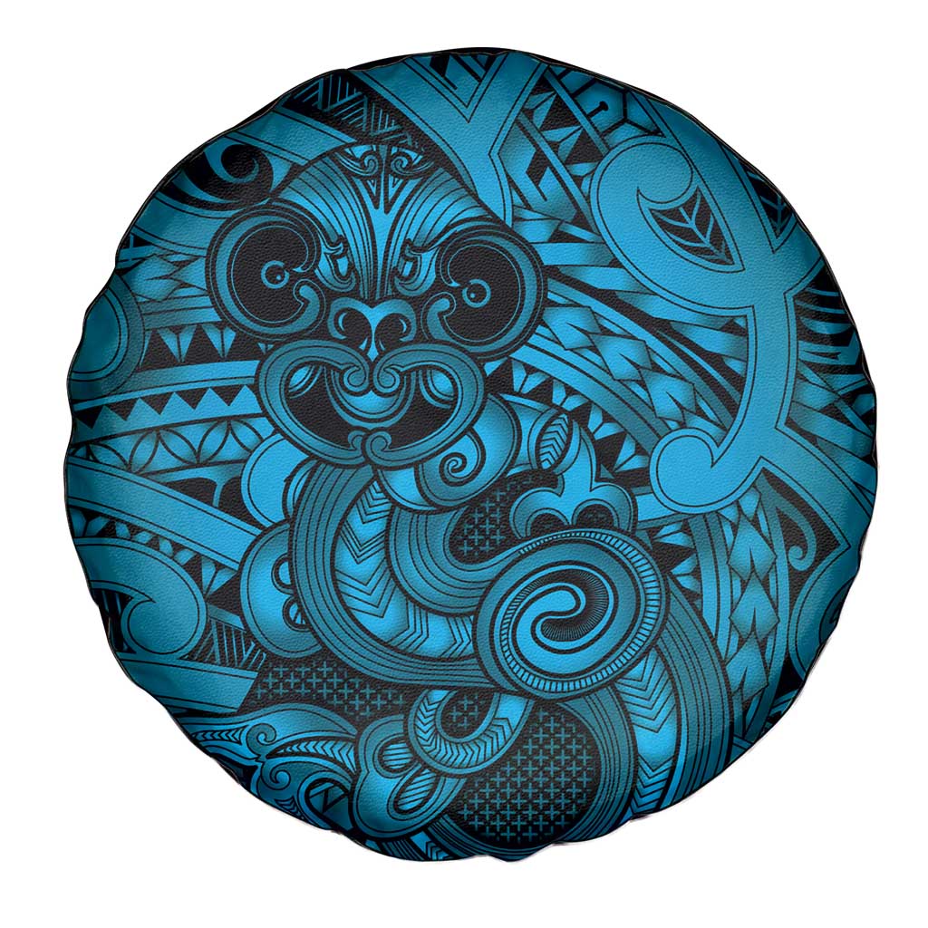 Aotearoa Maori Hei Tiki Spare Tire Cover Kikorangi Kowhaiwhai Puhoro Motif