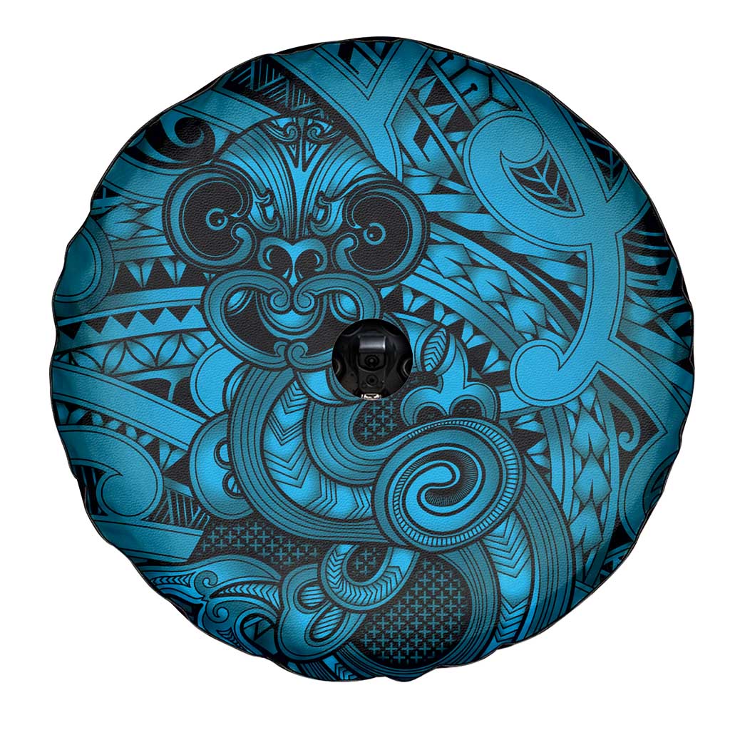 Aotearoa Maori Hei Tiki Spare Tire Cover Kikorangi Kowhaiwhai Puhoro Motif