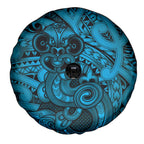 Aotearoa Maori Hei Tiki Spare Tire Cover Kikorangi Kowhaiwhai Puhoro Motif