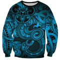 Aotearoa Maori Hei Tiki Sweatshirt Kikorangi Kowhaiwhai Puhoro Motif