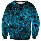 Aotearoa Maori Hei Tiki Sweatshirt Kikorangi Kowhaiwhai Puhoro Motif