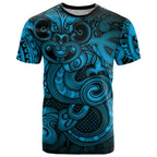 Aotearoa Maori Hei Tiki T Shirt Kikorangi Kowhaiwhai Puhoro Motif
