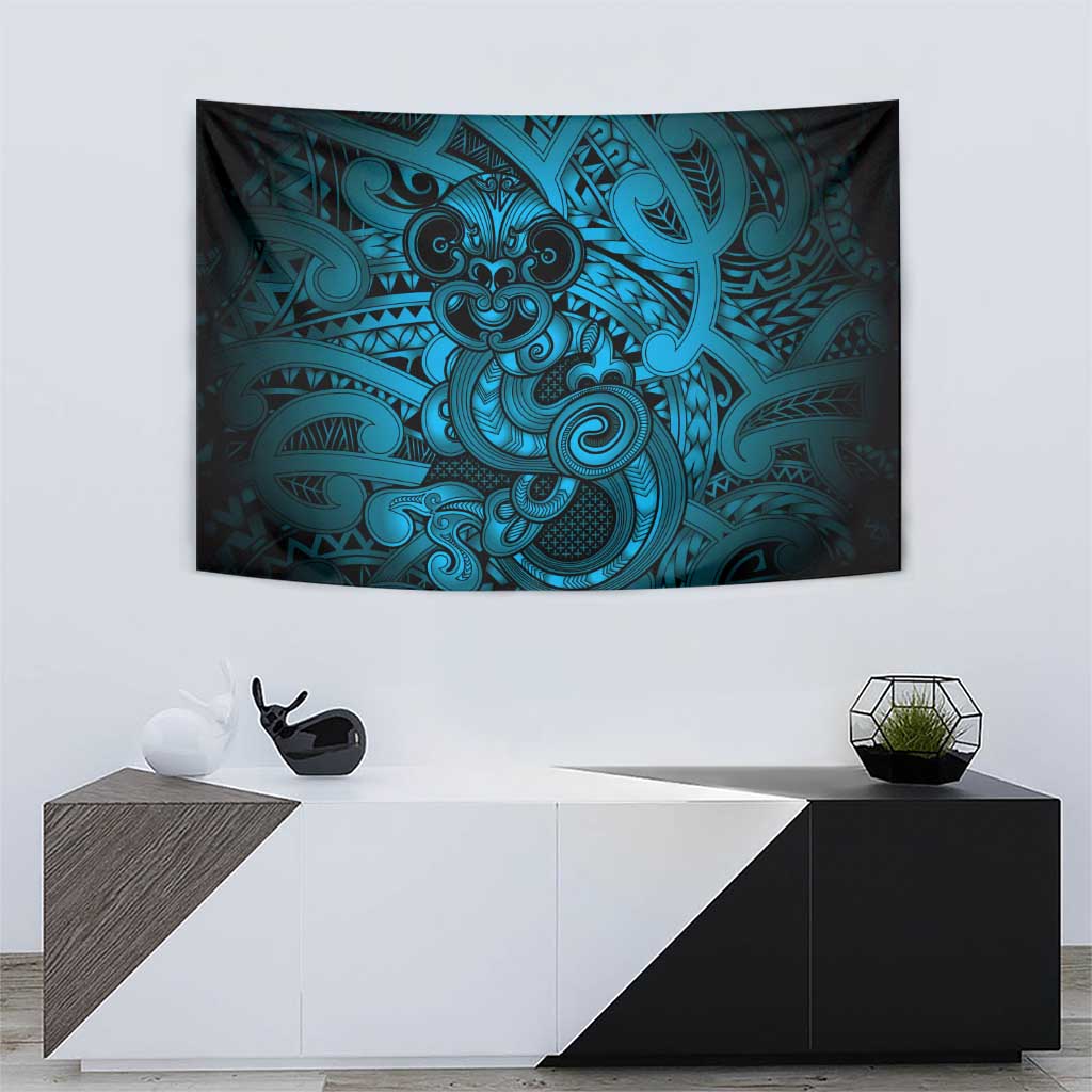 Aotearoa Maori Hei Tiki Tapestry Kikorangi Kowhaiwhai Puhoro Motif