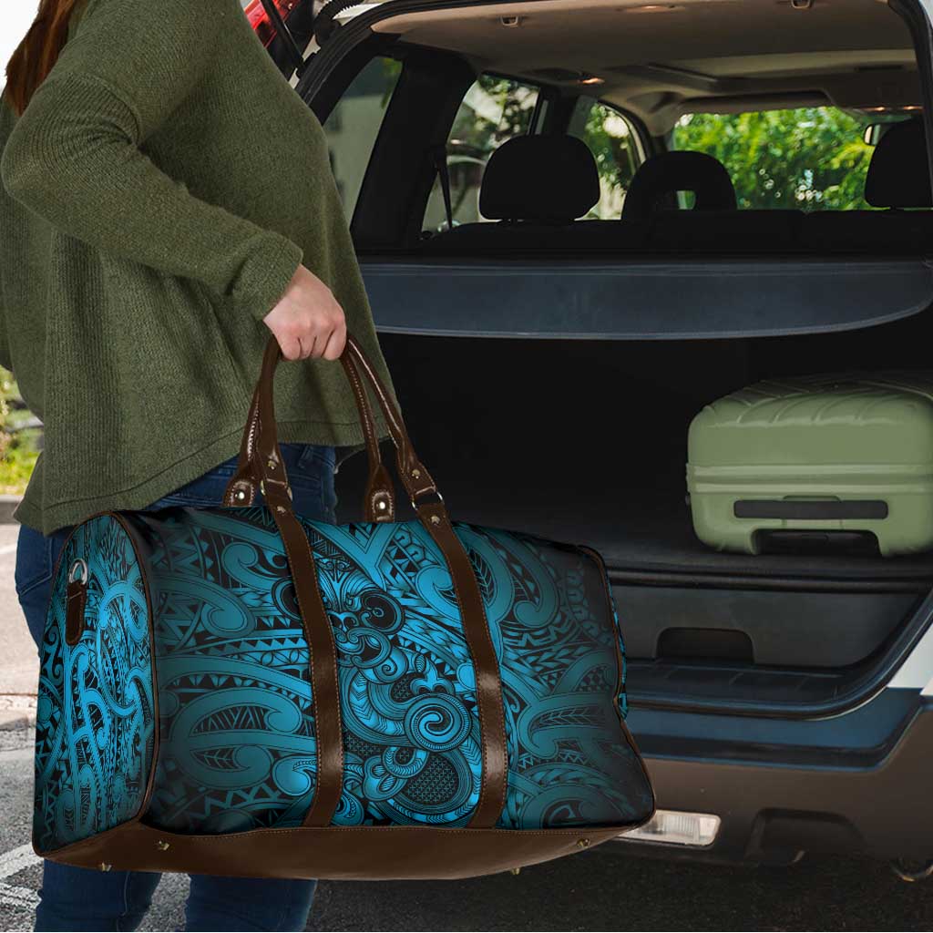 Aotearoa Maori Hei Tiki Travel Bag Kikorangi Kowhaiwhai Puhoro Motif