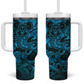Aotearoa Maori Hei Tiki Tumbler With Handle Kikorangi Kowhaiwhai Puhoro Motif