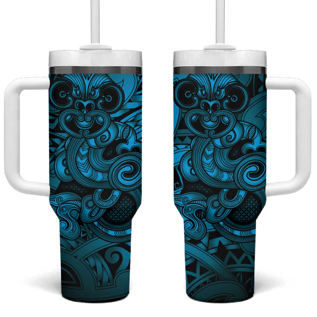 Aotearoa Maori Hei Tiki Tumbler With Handle Kikorangi Kowhaiwhai Puhoro Motif