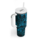Aotearoa Maori Hei Tiki Tumbler With Handle Kikorangi Kowhaiwhai Puhoro Motif