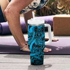 Aotearoa Maori Hei Tiki Tumbler With Handle Kikorangi Kowhaiwhai Puhoro Motif