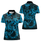 Aotearoa Maori Hei Tiki Women Polo Shirt Kikorangi Kowhaiwhai Puhoro Motif
