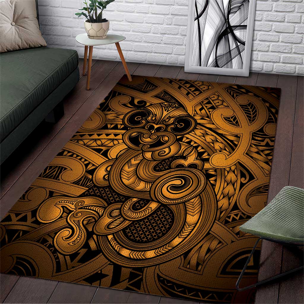 Aotearoa Maori Hei Tiki Area Rug Koura Kowhaiwhai Puhoro Motif
