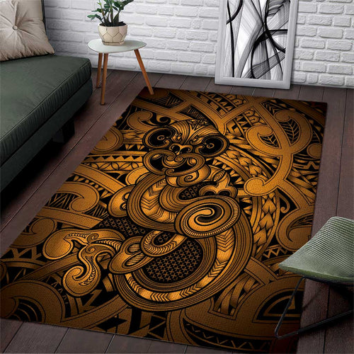 Aotearoa Maori Hei Tiki Area Rug Koura Kowhaiwhai Puhoro Motif