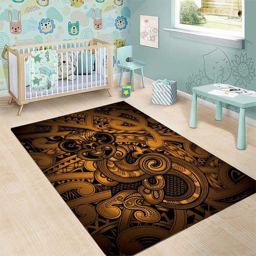 Aotearoa Maori Hei Tiki Area Rug Koura Kowhaiwhai Puhoro Motif