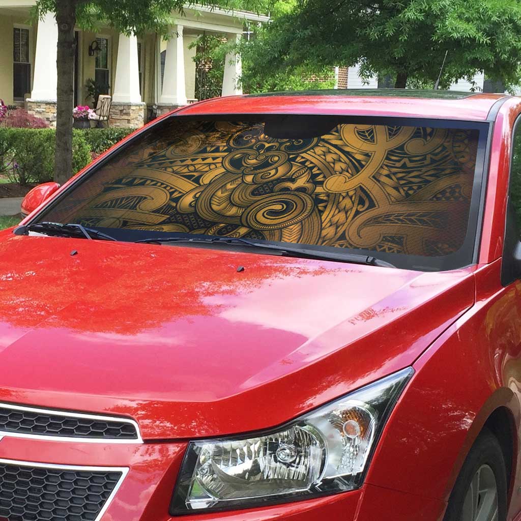 Aotearoa Maori Hei Tiki Auto Sun Shade Koura Kowhaiwhai Puhoro Motif