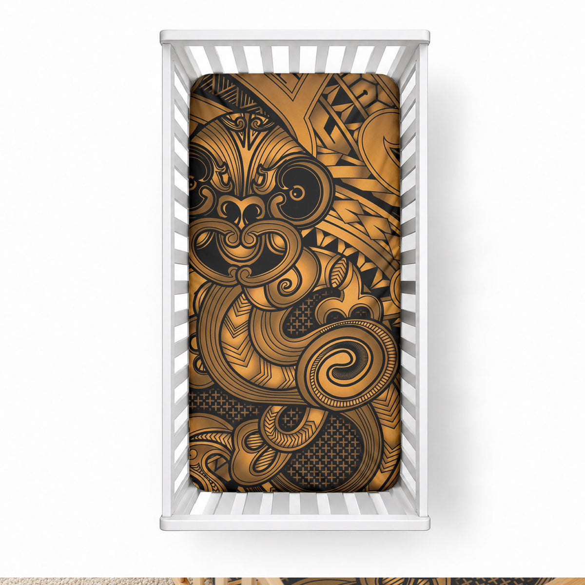 Aotearoa Maori Hei Tiki Baby Bed Cover Koura Kowhaiwhai Puhoro Motif