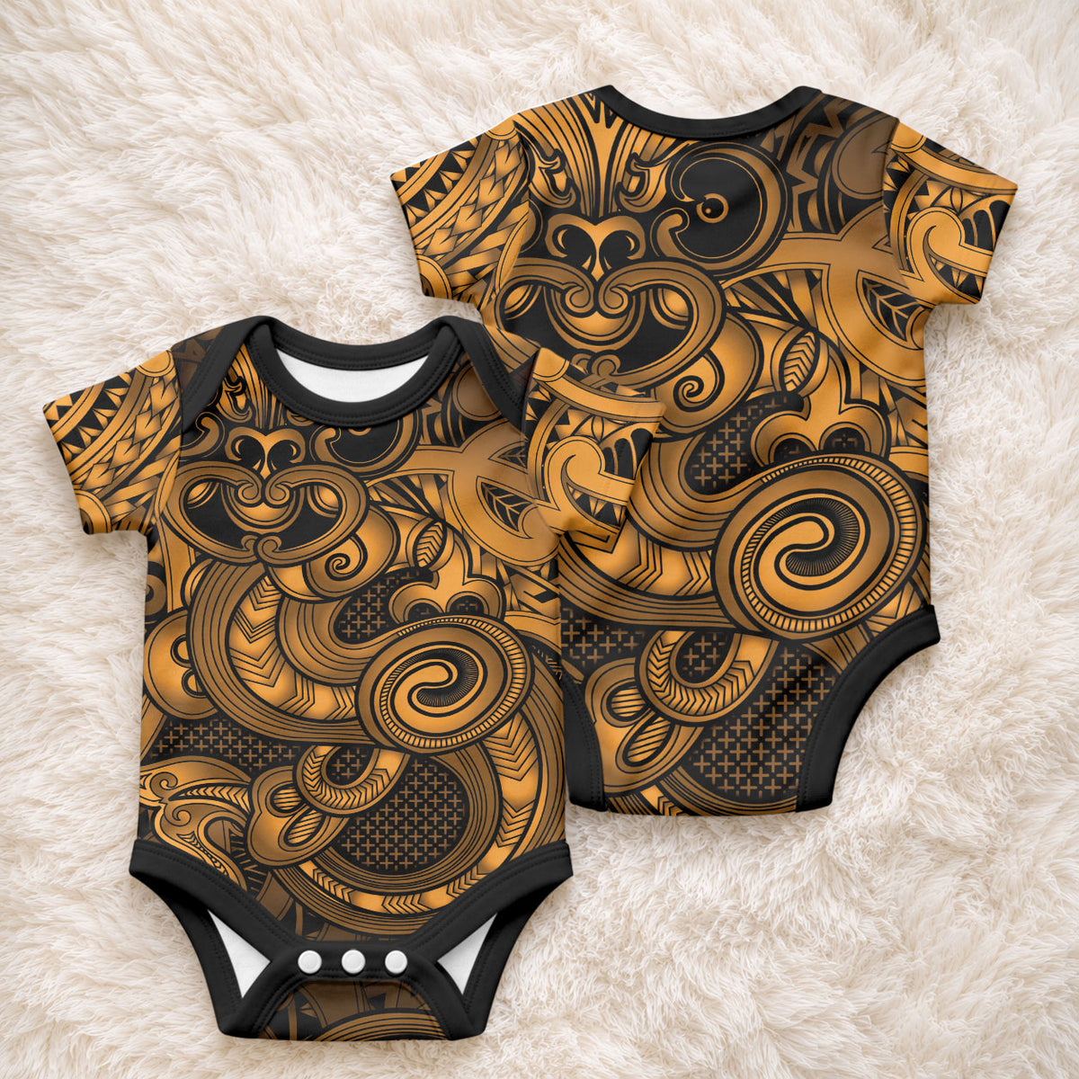 Aotearoa Maori Hei Tiki Baby Onesie Koura Kowhaiwhai Puhoro Motif
