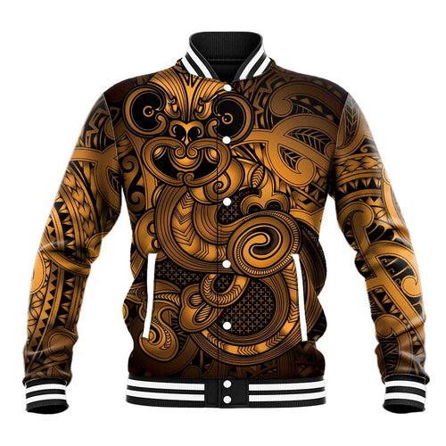 Aotearoa Maori Hei Tiki Baseball Jacket Koura Kowhaiwhai Puhoro Motif