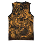 Aotearoa Maori Hei Tiki Basketball Jersey Koura Kowhaiwhai Puhoro Motif