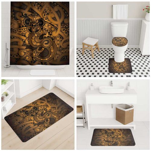 Aotearoa Maori Hei Tiki Bathroom Set Koura Kowhaiwhai Puhoro Motif