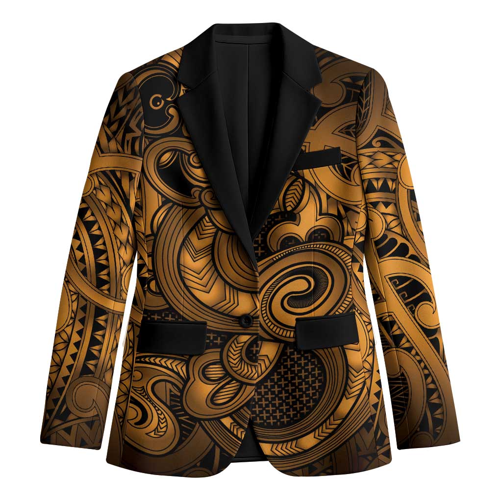 Aotearoa Maori Hei Tiki Blazer Koura Kowhaiwhai Puhoro Motif