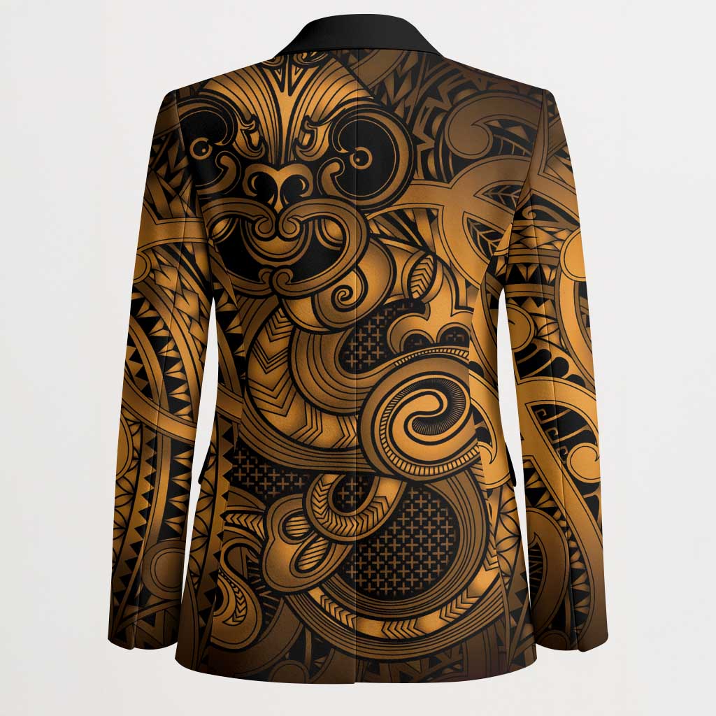 Aotearoa Maori Hei Tiki Blazer Koura Kowhaiwhai Puhoro Motif