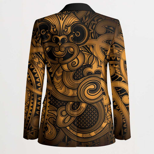 Aotearoa Maori Hei Tiki Blazer Koura Kowhaiwhai Puhoro Motif