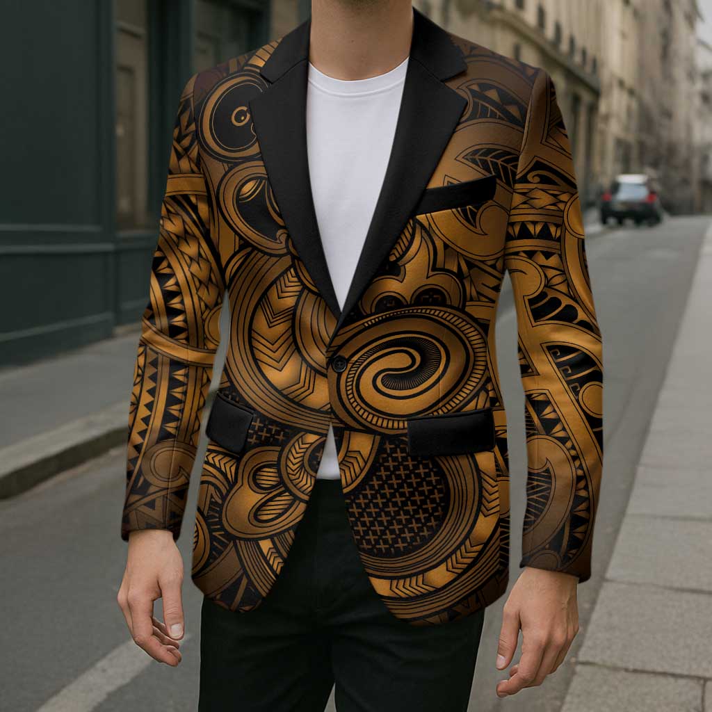 Aotearoa Maori Hei Tiki Blazer Koura Kowhaiwhai Puhoro Motif